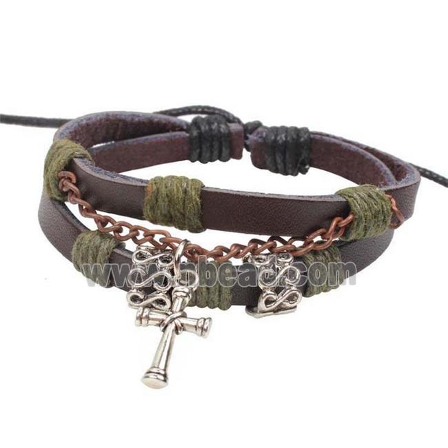 handmade bracelet with leather, alloy bead