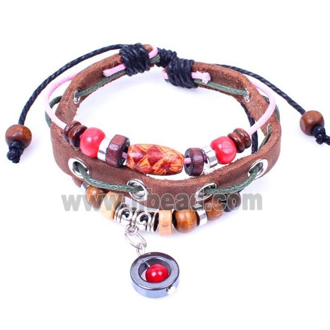 handmade bracelet with leather, alloy bead