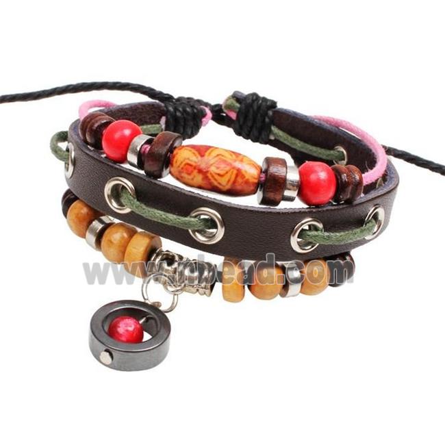 handmade bracelet with leather, alloy bead