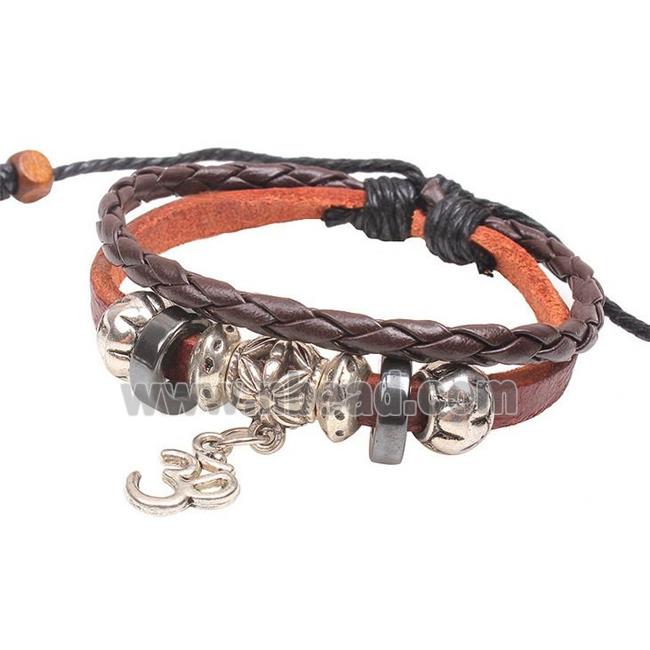 handmade bracelet with leather, alloy bead