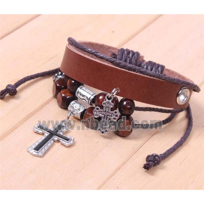 handmade bracelet with leather, alloy bead