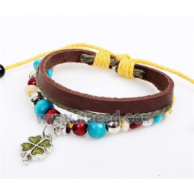 handmade bracelet with leather, alloy bead