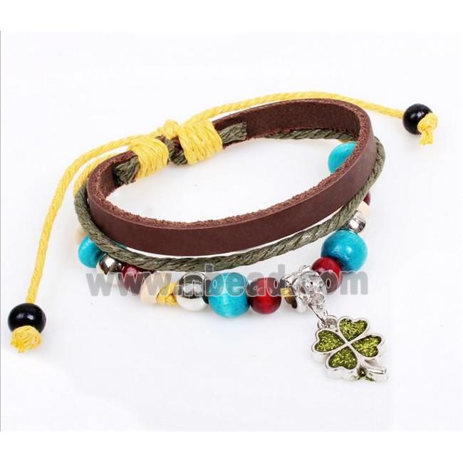 handmade bracelet with leather, alloy bead