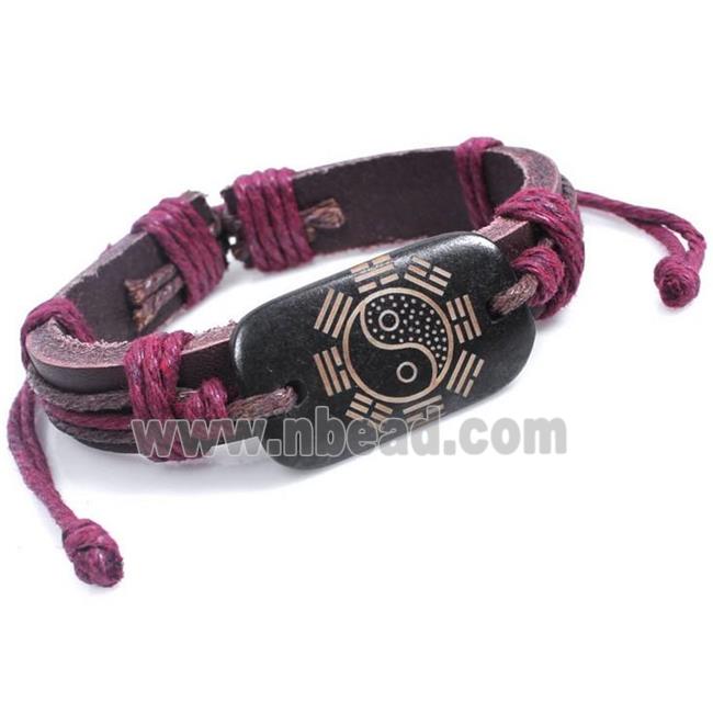 handmade bracelet with leather, alloy bead