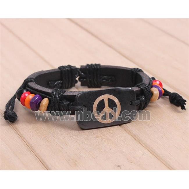 handmade bracelet with leather, alloy bead