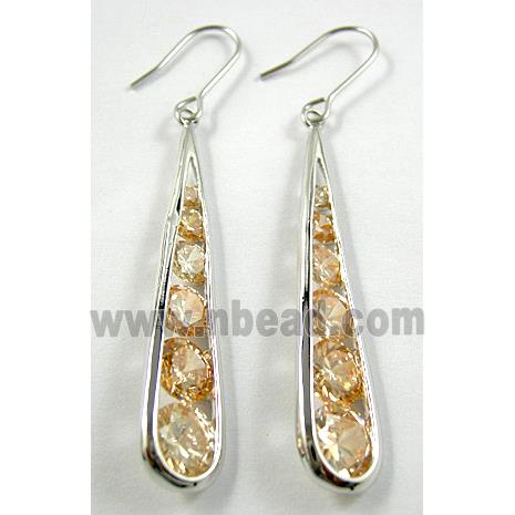 Pale Yellow CZ Diamond Drop Earrings, Nickel Free