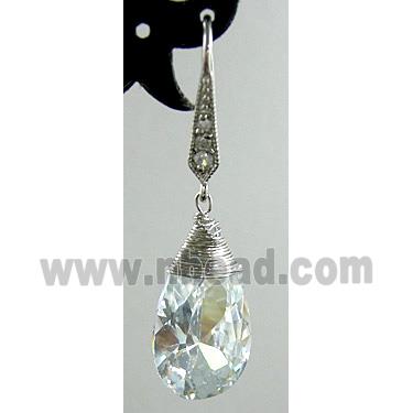 Clean CZ Diamond Drop Earrings, Ni-Free