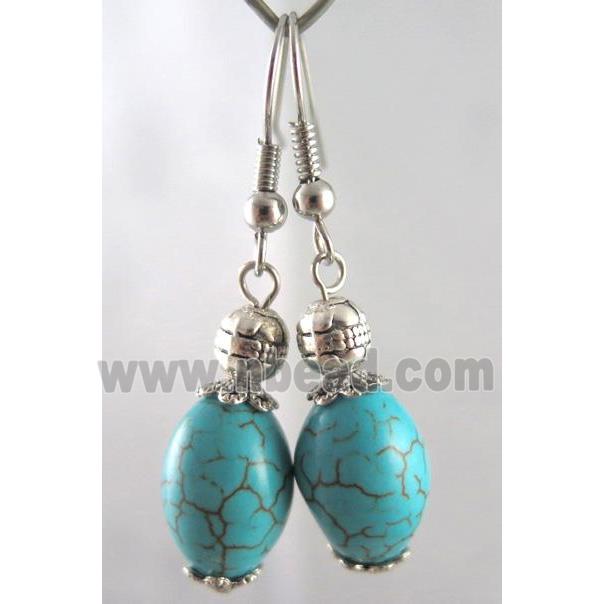 handmade earring with turquoise, copper, alloy bead