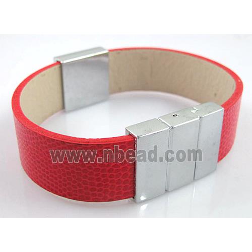 PU Leather Bracelet, alloy bead with mideast rhinestone