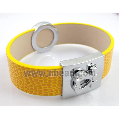 PU Leather Bracelet, alloy bead with mideast rhinestone