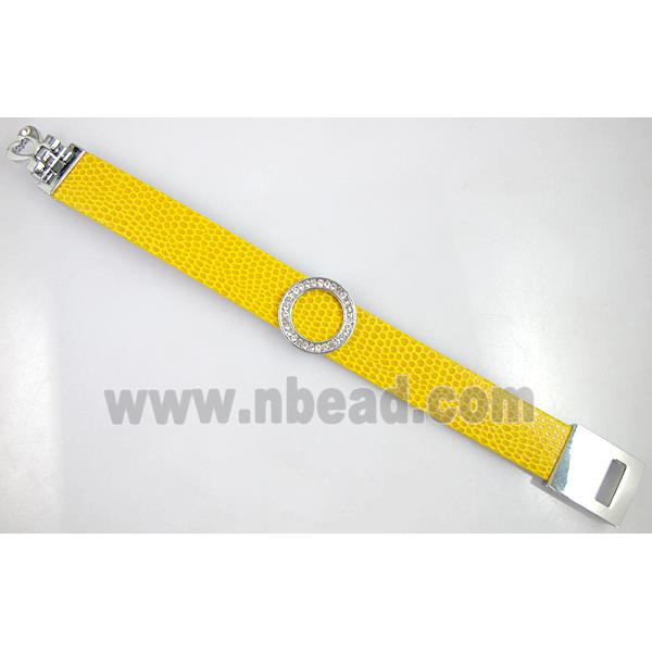 PU Leather Bracelet, alloy bead with mideast rhinestone