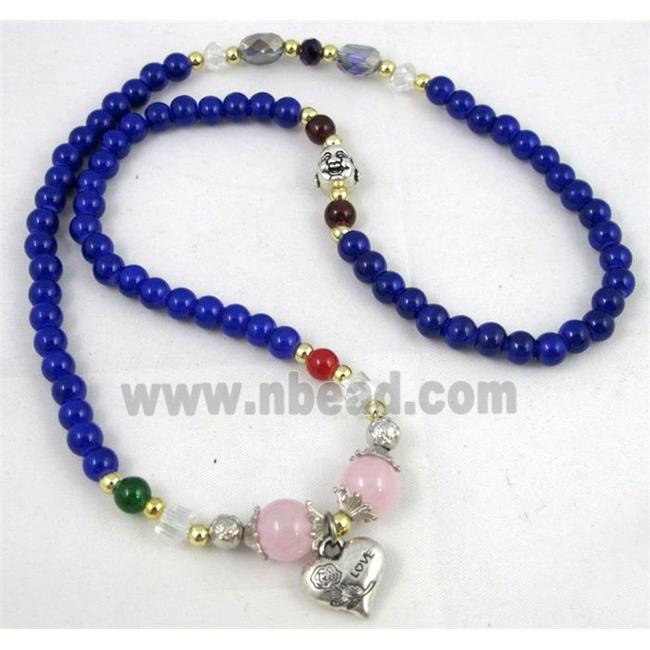 fashion jewelry, glass necklace, bracelet, CCB, blue