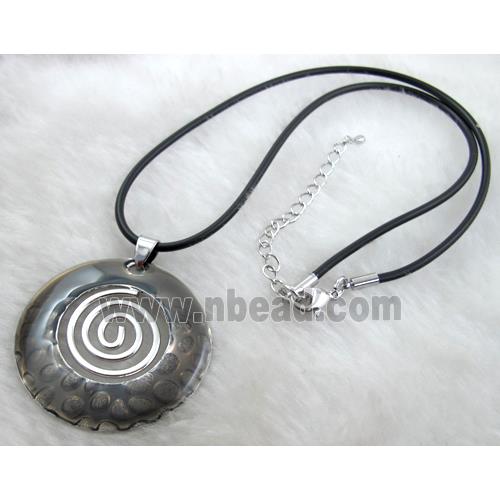 Enamel Necklace, alloy, rubber cord