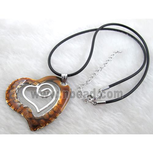 Enamel Necklace, alloy, rubber cord