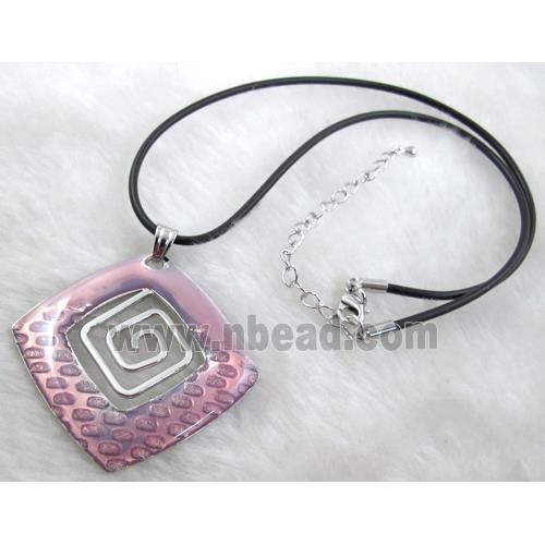 Enamel Necklace, alloy, rubber cord