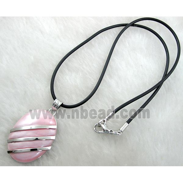 Acrylic Necklace, alloy, rubber cord