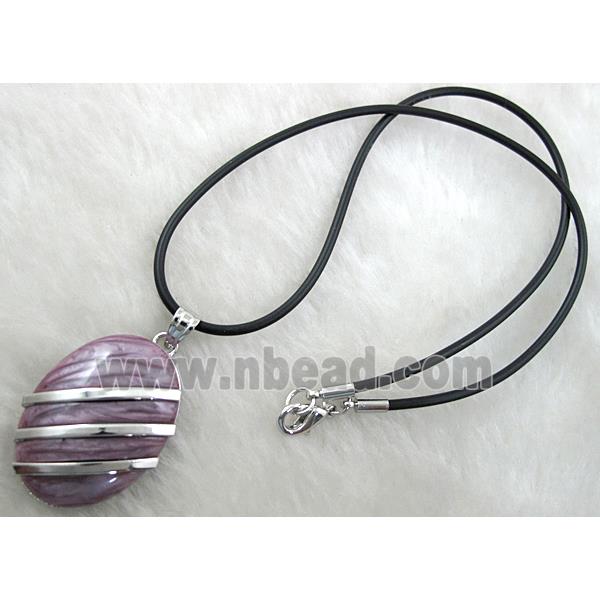 Acrylic Necklace, alloy, rubber cord