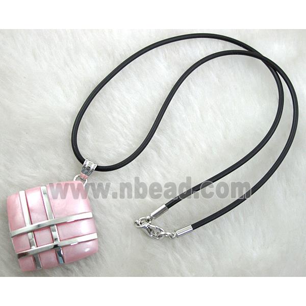 Acrylic Necklace, alloy, rubber cord