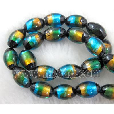 Rice dichromatic Foil Glass Lampwork Bead