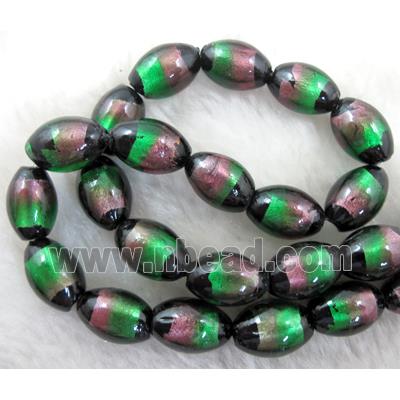 Rice dichromatic Foil Glass Lampwork Bead