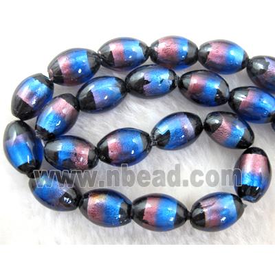 Rice dichromatic Foil Glass Lampwork Bead