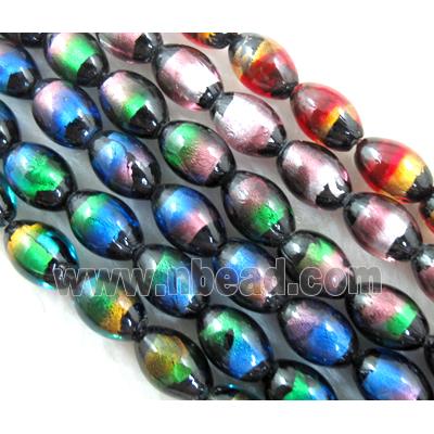 Rice dichromatic Foil Glass Lampwork Bead