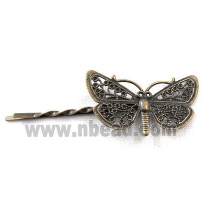 Head Band, barrette, butterfly, antique bronze