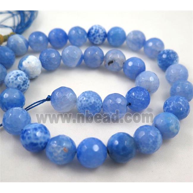 blue Fired Agate Stone beads, faceted round