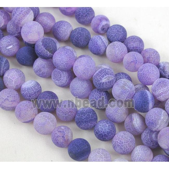 round purple frosted Crackle Agate beads