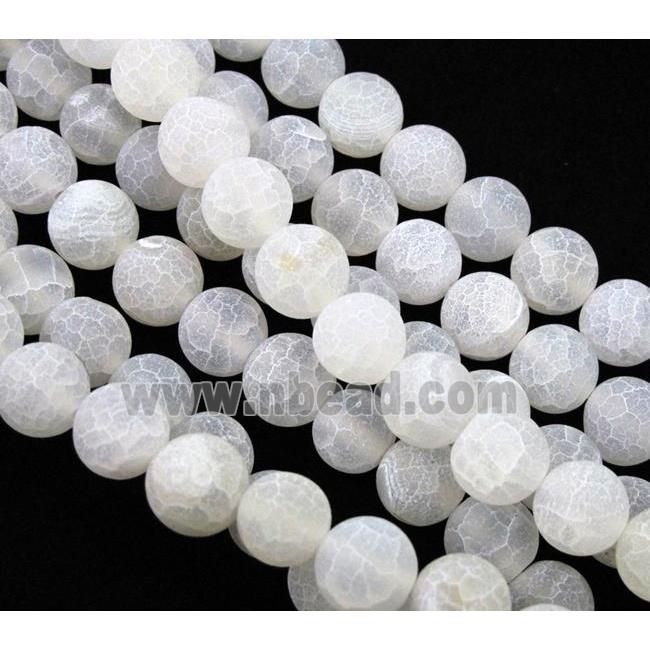 round white frosted Crackle Agate beads