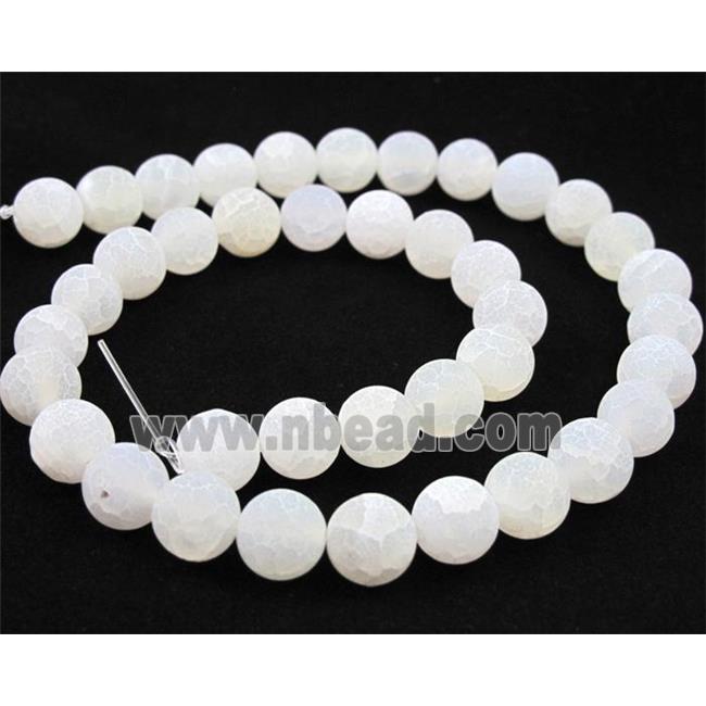 round white frosted Crackle Agate beads