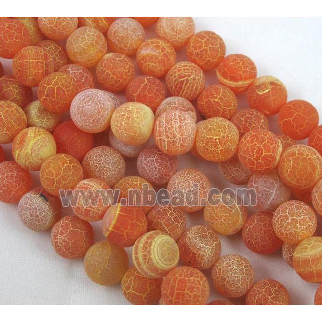 round orange frosted Crackle Agate beads