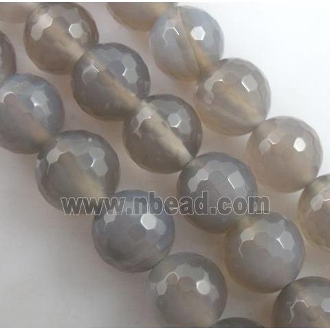 gray Agate Stone bead, faceted round