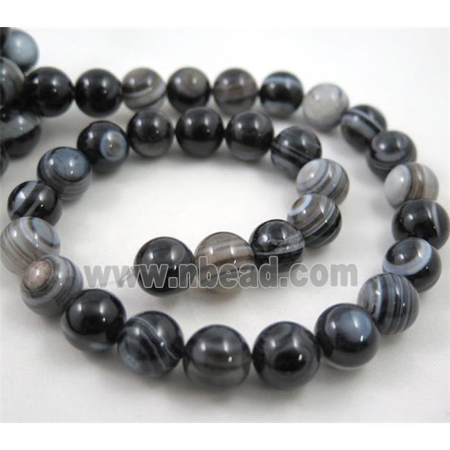 round gray Stripe Agate Stone beads