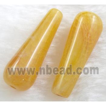 Natural dragon veins Agate beads, teardrop, yellow dye