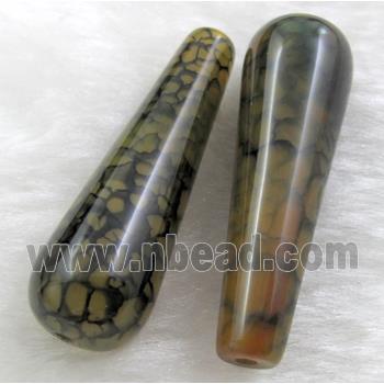 Natural dragon veins Agate bead, teardrop, green dye