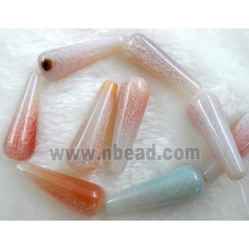 Natural dragon veins Agate bead, teardrop, orange dye