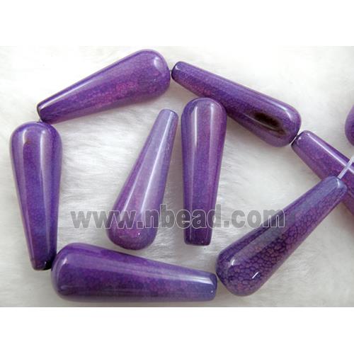 Natural dragon veins Agate bead, teardrop, purple dye