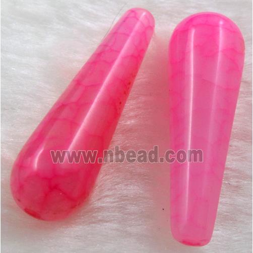 Natural dragon veins Agate bead, teardrop, hotpink dye