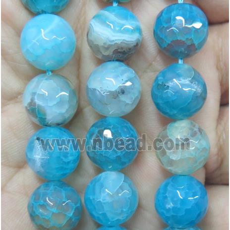 Agate bead, faceted round, aqua