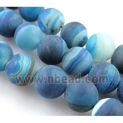 round matte blue Stripe Agate Stone beads