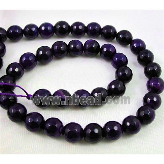 dark lavender Agate Stone beads, faceted round