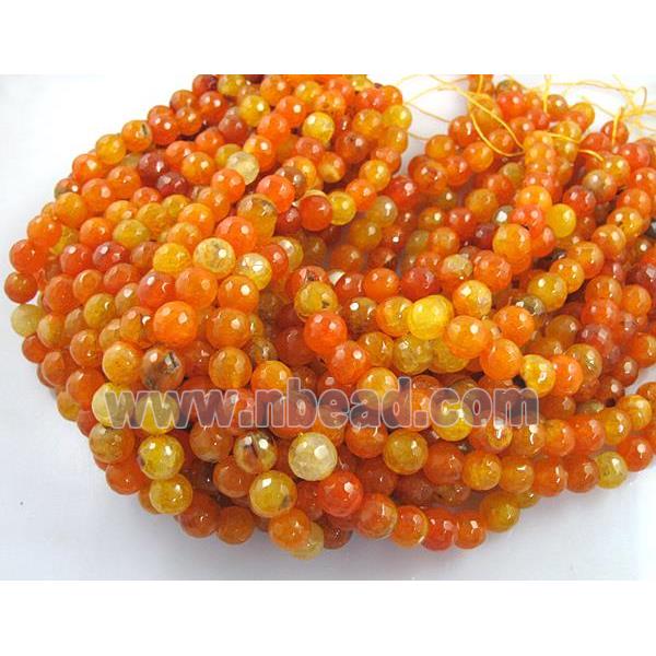 orange veins Agate Stone bead, faceted round