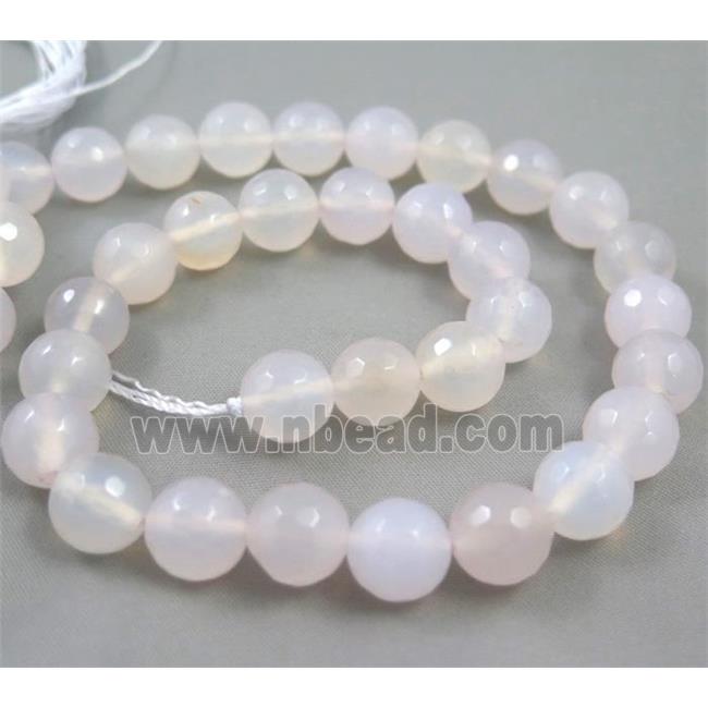 faceted round white Agate Beads