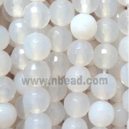 white Agate Stone Bead, faceted round