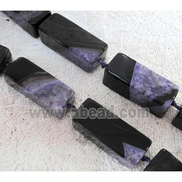 Agate Druzy beads, cuboid, purple