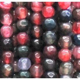 agate beads, faceted round, mixed color