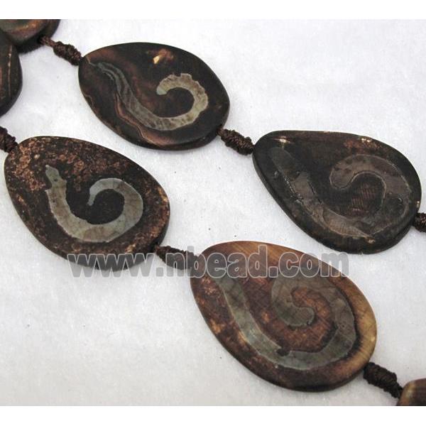 tibetan style agate beads, twist teardrop