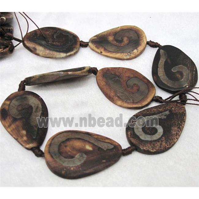 tibetan style agate beads, twist teardrop