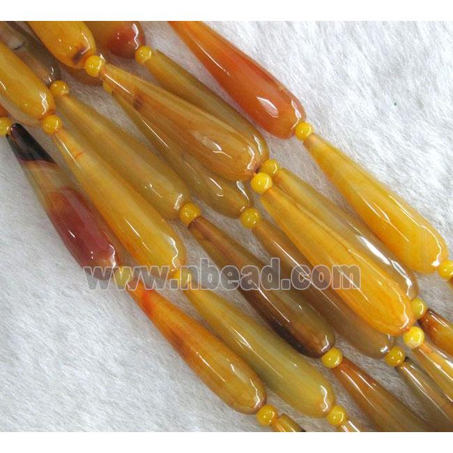 yellow agate beads, faceted teardrop